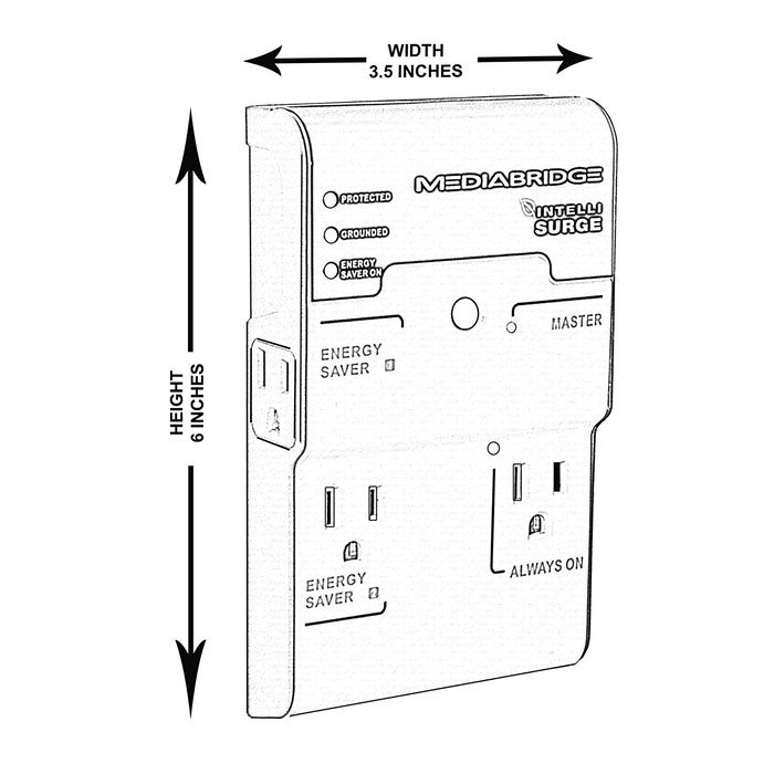 Mediabridge 4-Outlet Surge Protector - Energy Saving IntelliSurge - (Part# IS4-121 ) N7