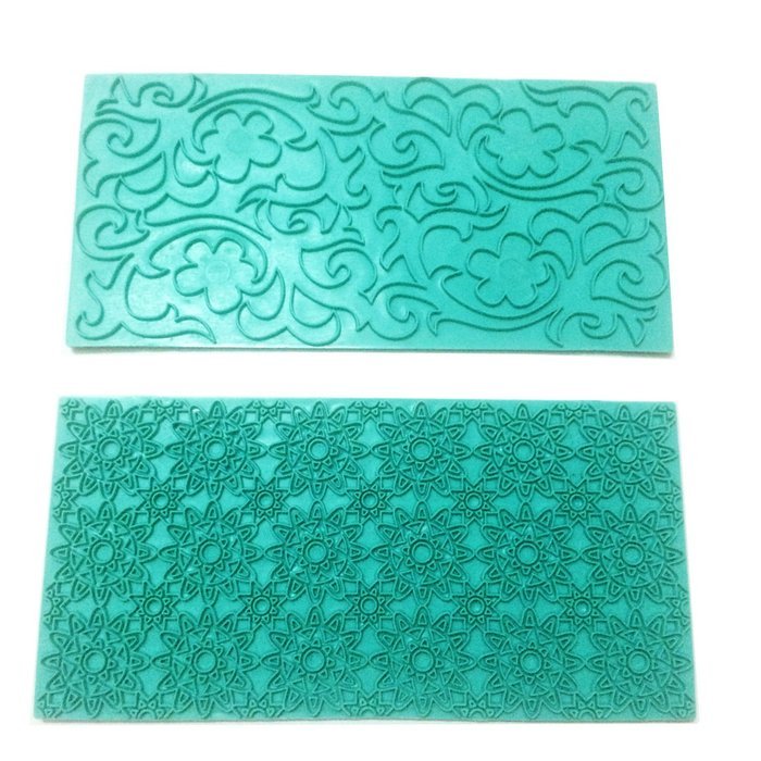 Mikiso Imprint Mat Set Gumpaste Flower deisgn Press Mold Fondant Cake Embosser for Cupcake Top Decoration Color... N7