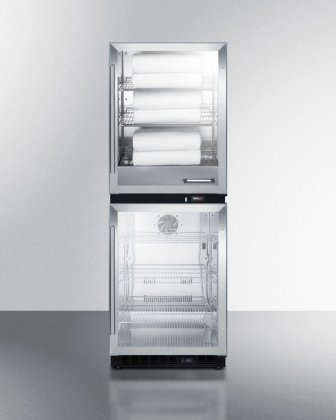 Summit RFBW61G 24" 4 cu. ft. Upper Warming Cabinet and 5 cu. ft. Lower Beverage Center with Digital Thermostat...