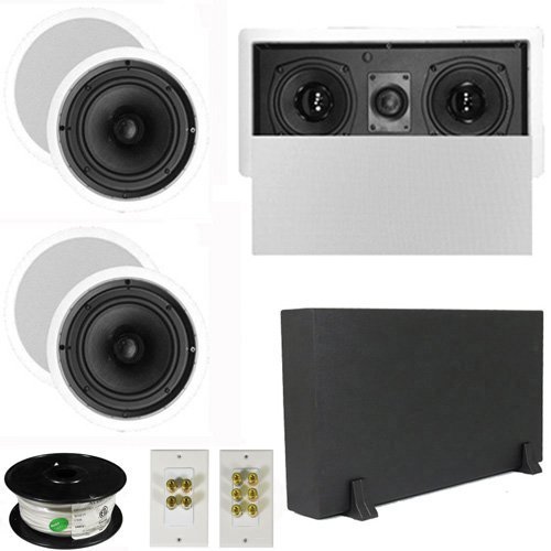 Theater Solutions 5.1 Home Theater 6.5" Speakers Set, Center, 8" Powered Sub and More TS65CL51SET1