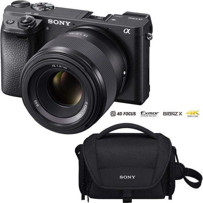 Sony Alpha a6300 4K Mirrorless APS-C Digital Camera with FE 50mm F1.8 Prime Lens