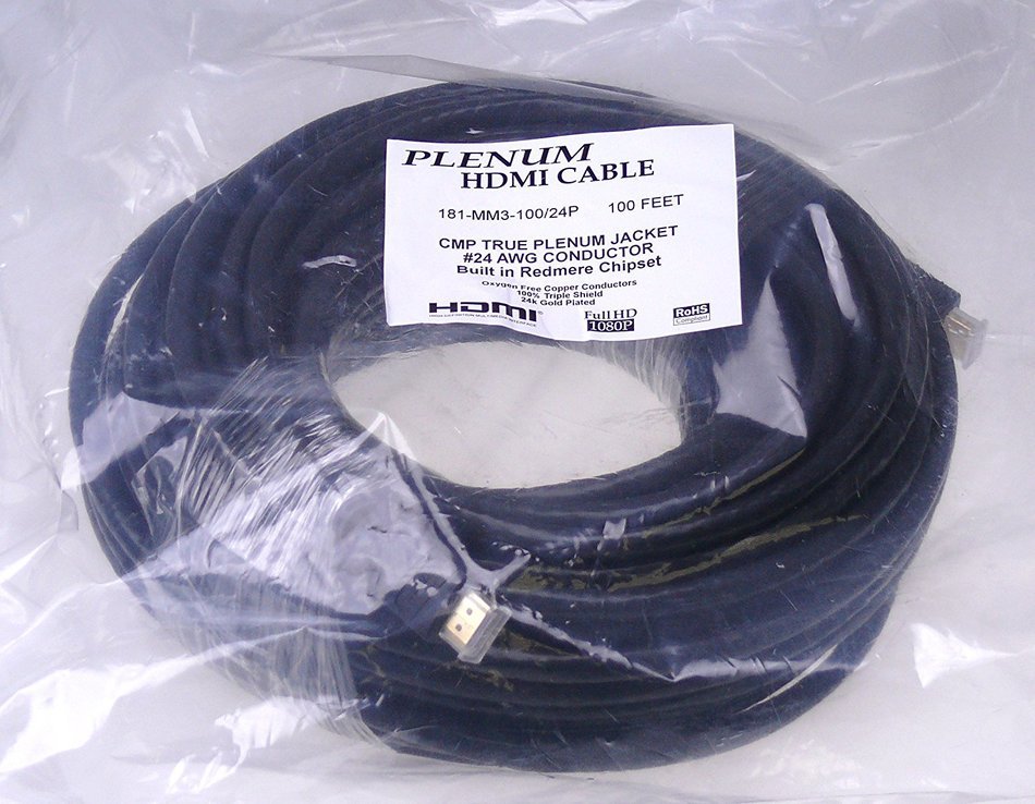NTW 75 ft. True Plenum HDMI cable (CMP rated), 24 AWG, Gold plated Connector, with Redmere chipset Made in USA... N10