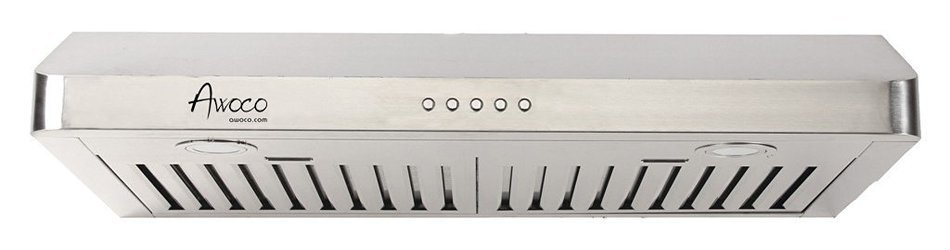 Awoco 30" RH-UC085 5" High Stainless Steel Under Cabinet 3 Speeds 800CFM Range Hood with 2 Lights N6