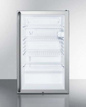 Summit SCR450LBI7SH 20" Commercially Approved Compact Refrigerator with 4.1 cu. ft. Capacity Glass Door Auto Defrost...
