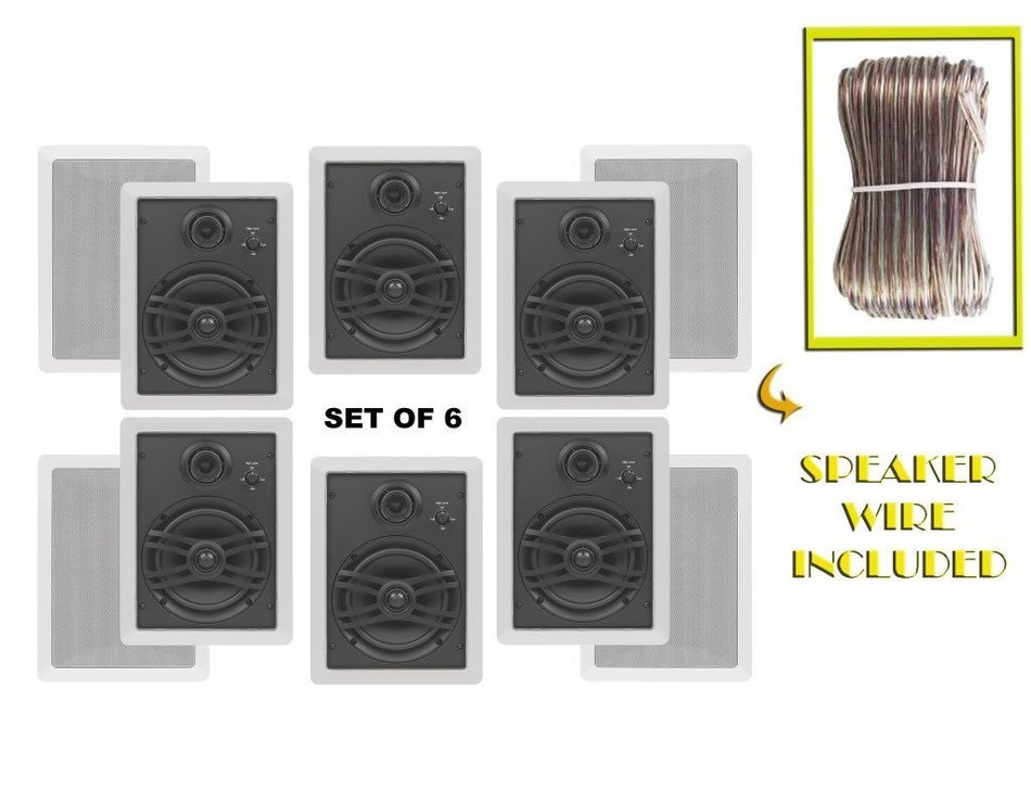 Yamaha Custom Easy-to-install In-Wall Flush Mount 3-Way 150 watts Natural Sound Speaker (Set of 6) with a 1" Swivel...