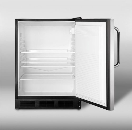 Summit AL752LBLSSTB 24" 5.5 Cu. Ft. ADA Compliant All- Refrigerator with Hidden Evaporator Adjustable Thermostat...