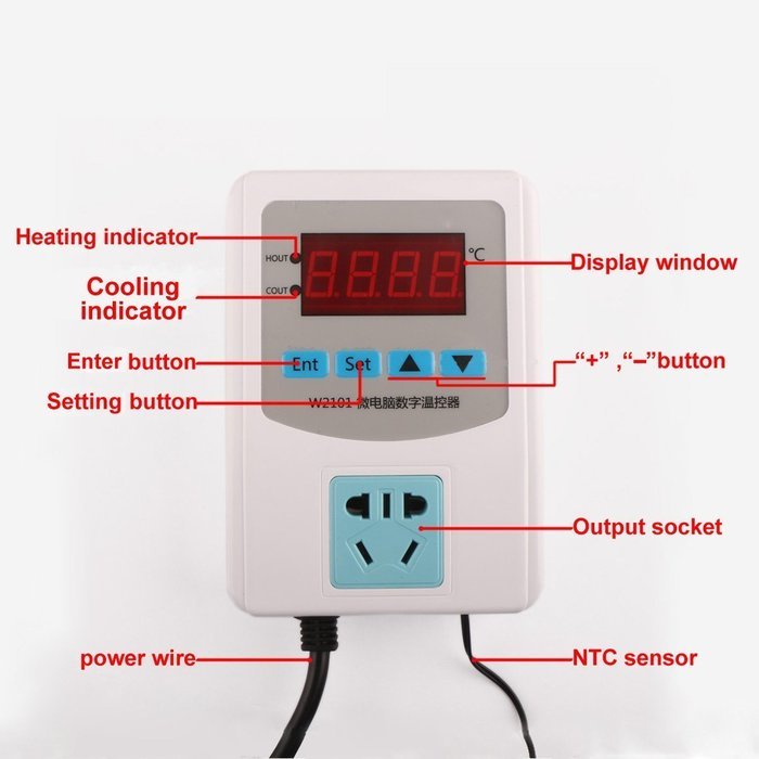 RioRand&reg; AC 220V Digital Electric Heating/Cooling Thermostat Temperature Controller With NTC Waterproof Sensor... N3