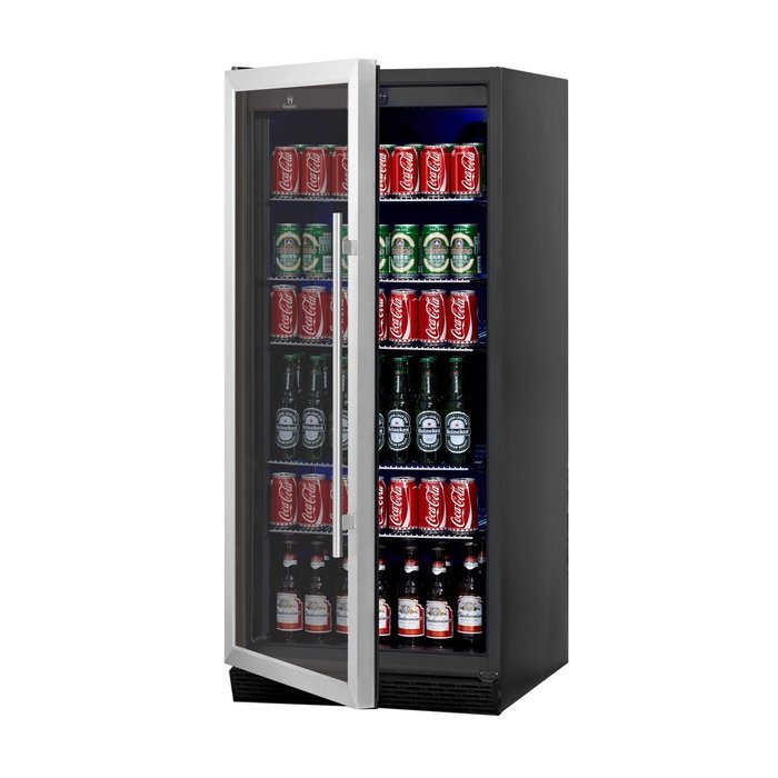 KingsBottle 450 Can Beverage Cooler, Stainless Steel with Glass Door N20