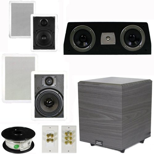Theater Solutions 5.1 Home Theater 4 Speakers Set with Center 10" Powered Sub and More TS5W6WC51SET4
