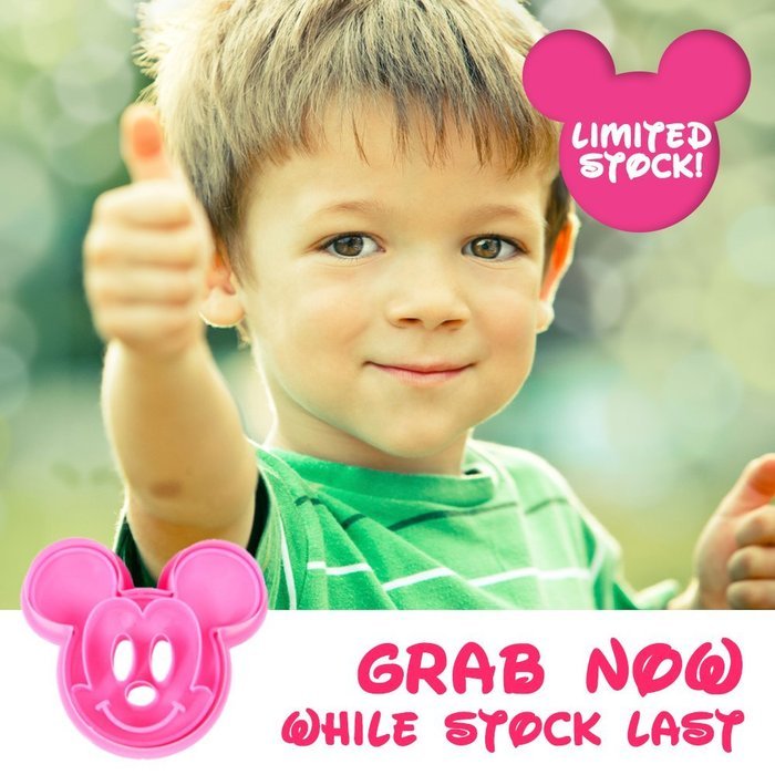 Mickey Cookie Mold | Cute and Big 2pcs 6" Pink Food Grade Mickey Mouse Design DIY Sandwich Bread Toast Pancakes...