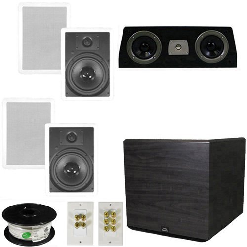 Theater Solutions 5.1 Home Theater 8" In Wall Speaker Set with Center, 15" Powered Sub and More TS80WC51SET8