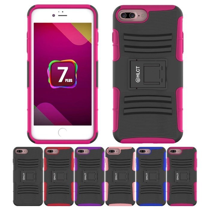 iPhone 7 Plus Case, HLCT Rugged Shock Proof Dual-Layer Case with Built-In Kickstand for iPhone 7 Plus 5.5 Inch... N25
