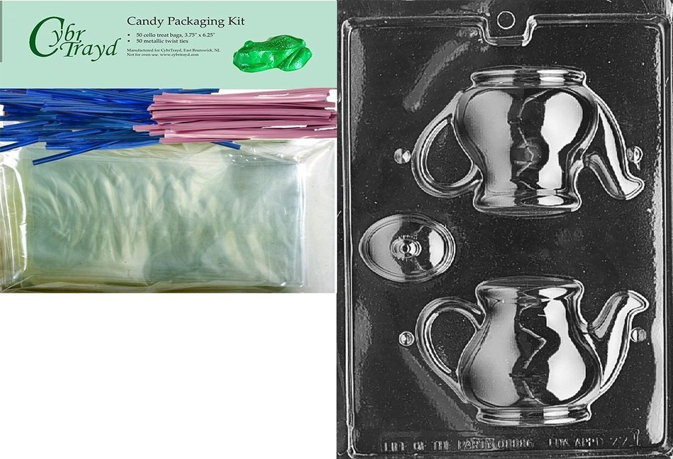 Cybrtrayd D077 Tea Pot Chocolate Candy Mold with Exclusive Cybrtrayd Copyrighted Chocolate Molding Instructions N6