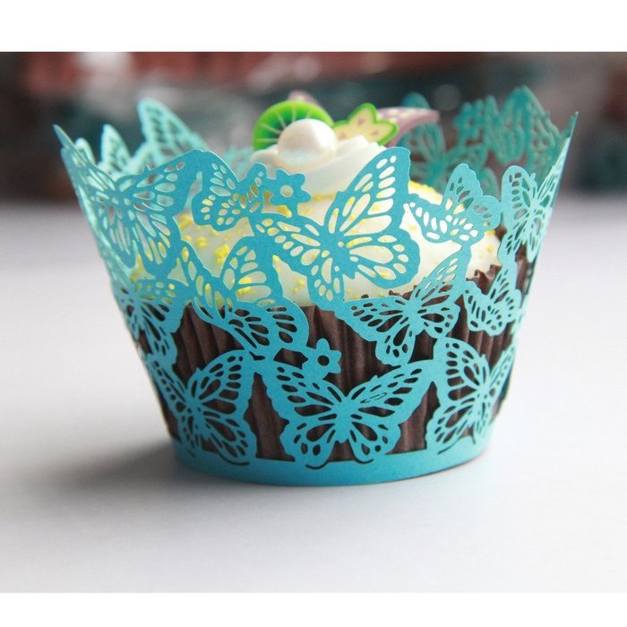 Kuke 24 pcs Dancing Butterfly Laser Cut Cupcake Wrappers Cupcake Liners Muffin Container for Baby Shower Baby... N8