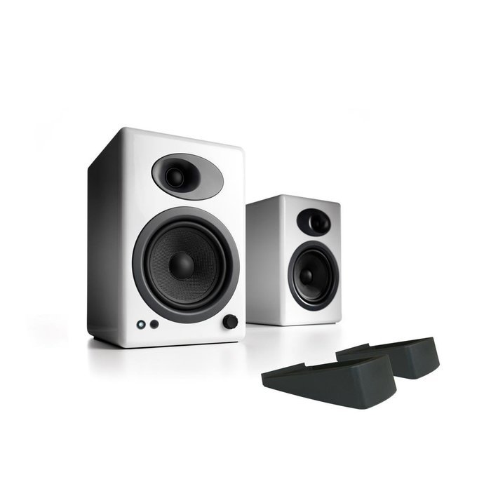 Audioengine A5+ Premium Powered Bookshelf Speakers With Stands - Pair (White) N2
