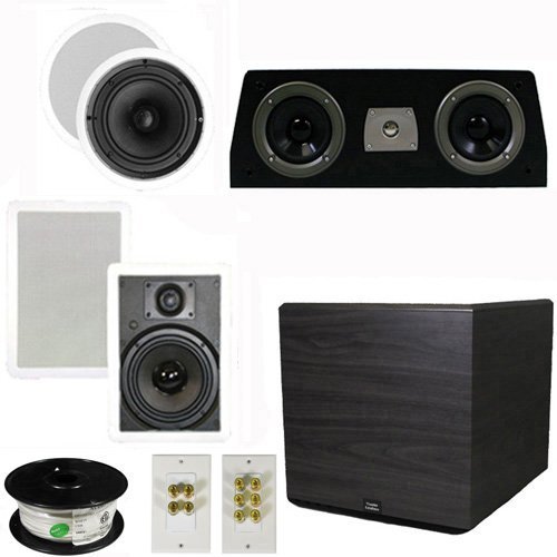 Theater Solutions 5.1 Home Theater 6.5" Speaker Set with Center, 15" Powered Sub and More TS65CWC51SET8