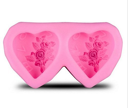 HUAL DIY Double Heart-shaped Rose Liquid Silicone Mo Heart to Heart Cake Baking Mold N2