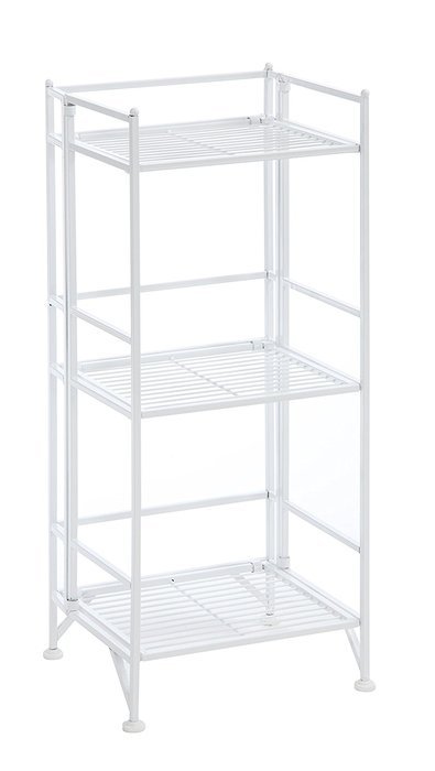 Convenience Concepts Designs-2-Go 3-Tier Folding Metal Corner Shelf, White N42