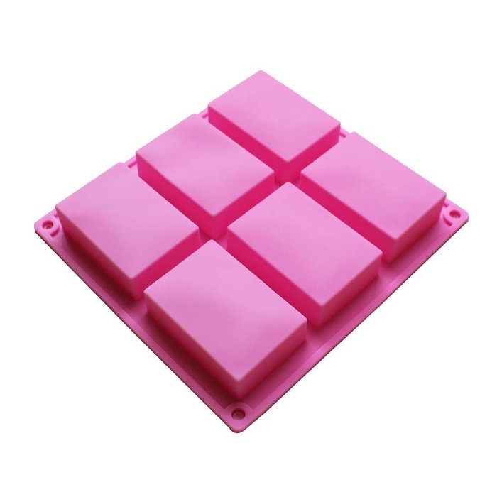 Rectangle Silicone Mold For Handmade Soap, cake, bread 6 Holes, Set of 2 N3