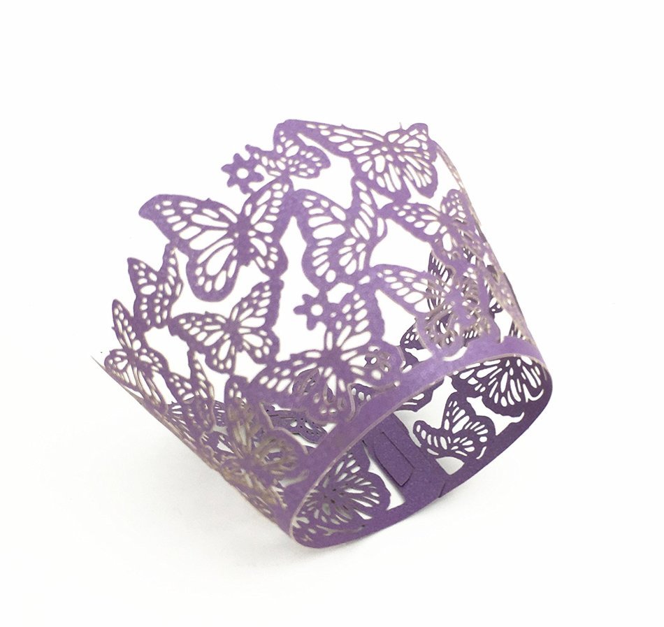 Yansanido 12 set pink Filigree Artistic Bake Little Vine Lace Laser Cut Cupcake Wrapper Cup Muffin Case Trays... N59
