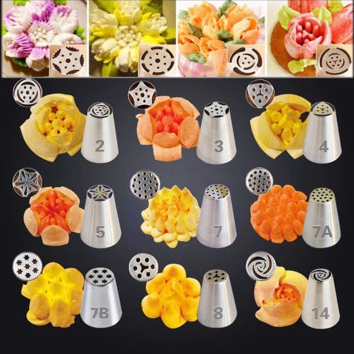 KiwiTwo A Set of 32pcs Russian Icing Piping Nozzles Cake Decoration Tips Home Baking DIY Tool Tulip Rose Nozzle... N6
