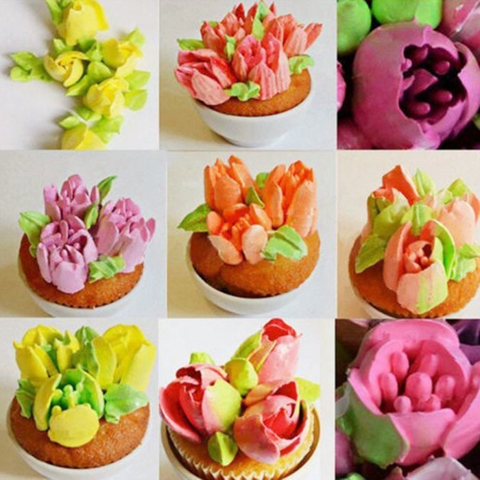 KiwiTwo A Set of 32pcs Russian Icing Piping Nozzles Cake Decoration Tips Home Baking DIY Tool Tulip Rose Nozzle... N7