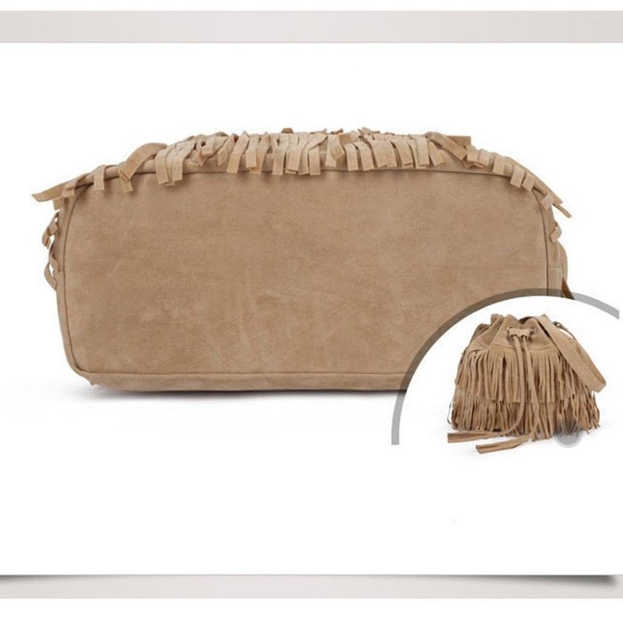 Creazy Women Messenger Women Fashion Casual Tassel Solid Bags Drawstring Should (Brown) N8