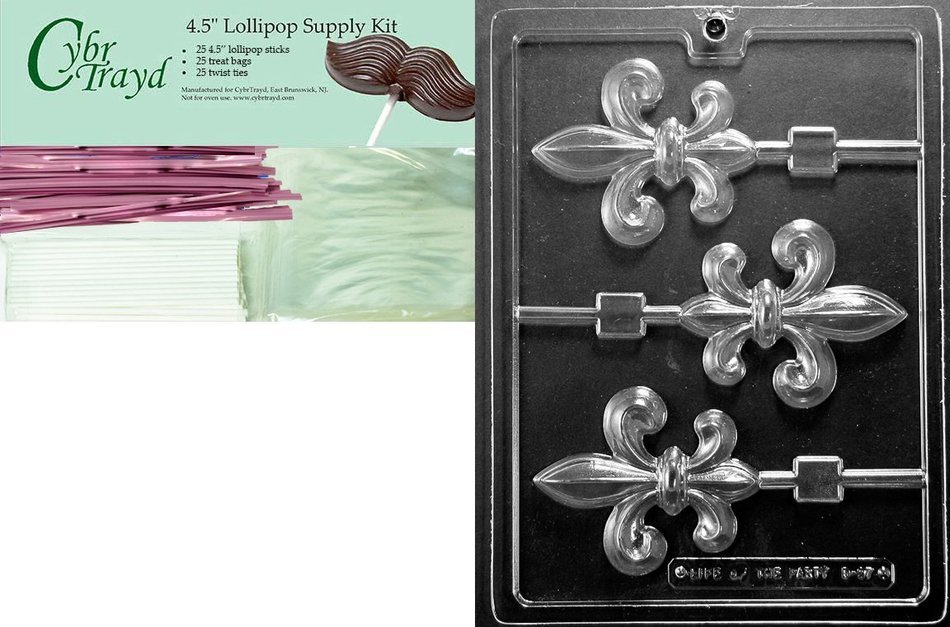 Cybrtrayd D097 Chocolate Candy Mold, Fleur-De-Lis Lolly Dads and Moms N4