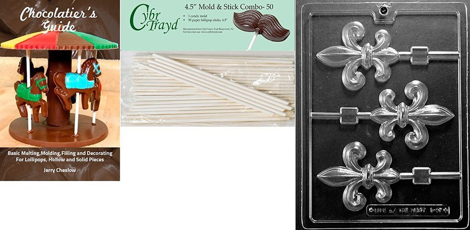 Cybrtrayd D097 Chocolate Candy Mold, Fleur-De-Lis Lolly Dads and Moms N6