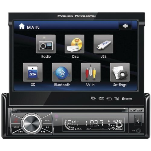 POWER ACOUSTIK PTID-8920B 7" Single-DIN In-Dash Motorized Touchscreen LCD DVD Receiver with...