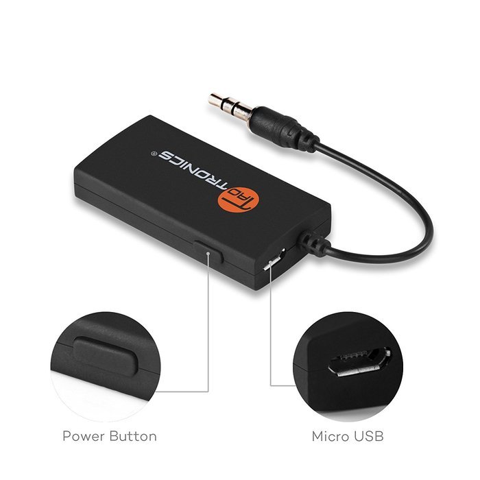 TaoTronics Wireless Portable Bluetooth Transmitter Connected to 3.5mm Audio Devices, Paired with Bluetooth Receiver... N4