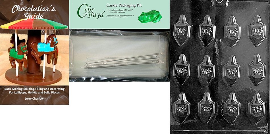 Cybrtrayd R020 Bite Size Dreidles Chocolate Candy Mold with Exclusive Cybrtrayd Copyrighted Chocolate Molding... N2