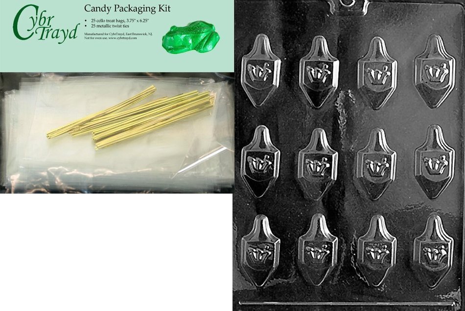 Cybrtrayd R020 Bite Size Dreidles Chocolate Candy Mold with Exclusive Cybrtrayd Copyrighted Chocolate Molding... N3
