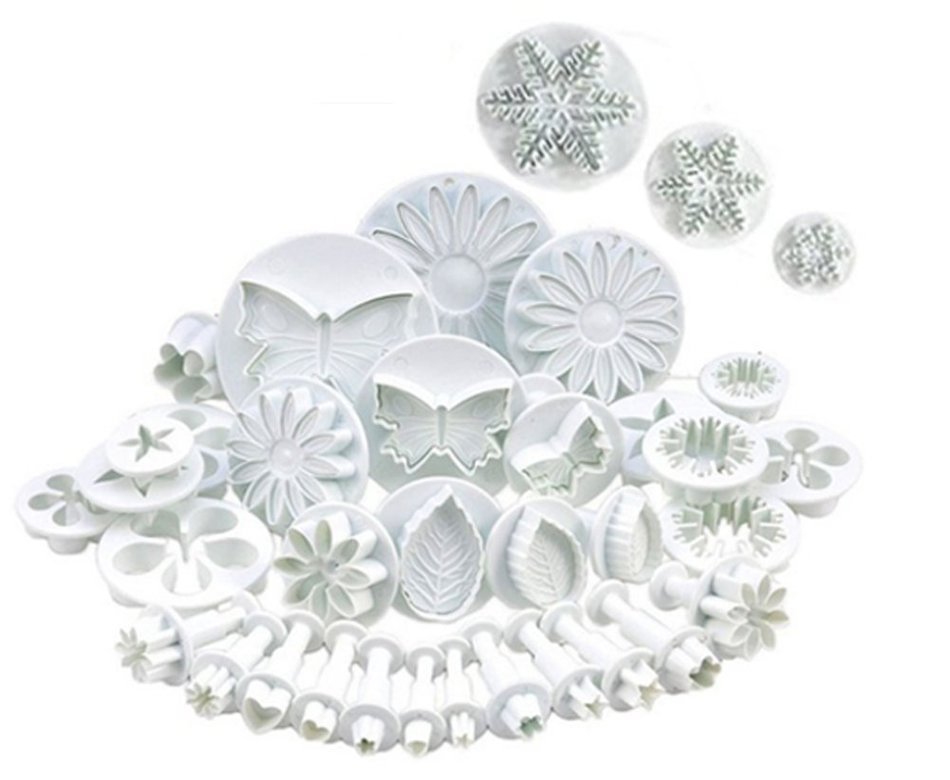 Lesirit 36 Piece Fondant Cake Cookie Plunger Cutter DIY Cake Decorating Mold Tools (A)