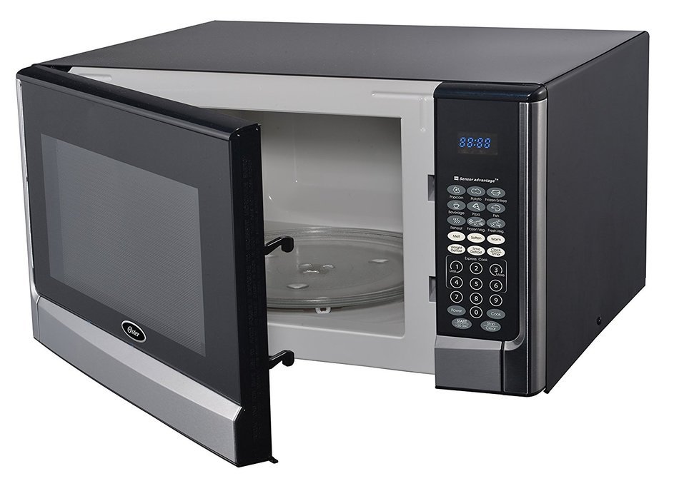 Oster OGYZ1604VS 1100W Inverter/Sensor Microwave Oven, 1.6 cu. ft., Stainless Steel/Black N2