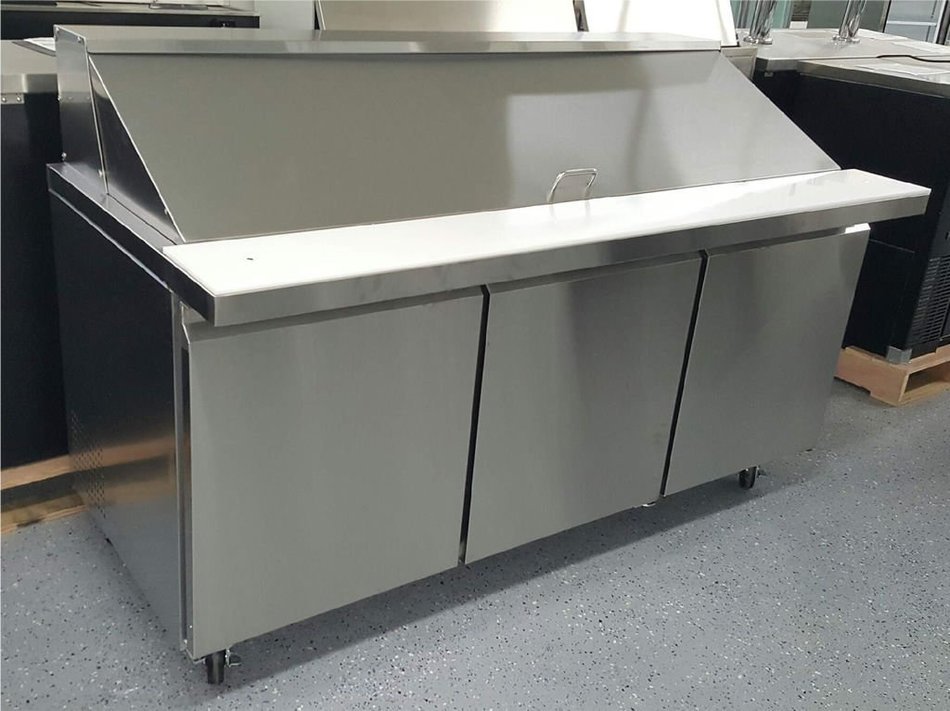 3 Door 70" Mega Top 30 Pan Salad Sandwich Prep Refrigerator Table Cooler STAINLESS N4