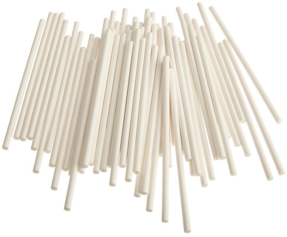 Wocuz Paper Lollipop Sticks 100 Count 6 Inch,White