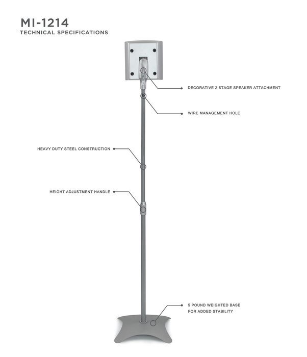Mount-It! MI-1214S Speaker Stands for Home Theater 5.1 Channel Surround Sound System Satellite Speaker Stands... N3