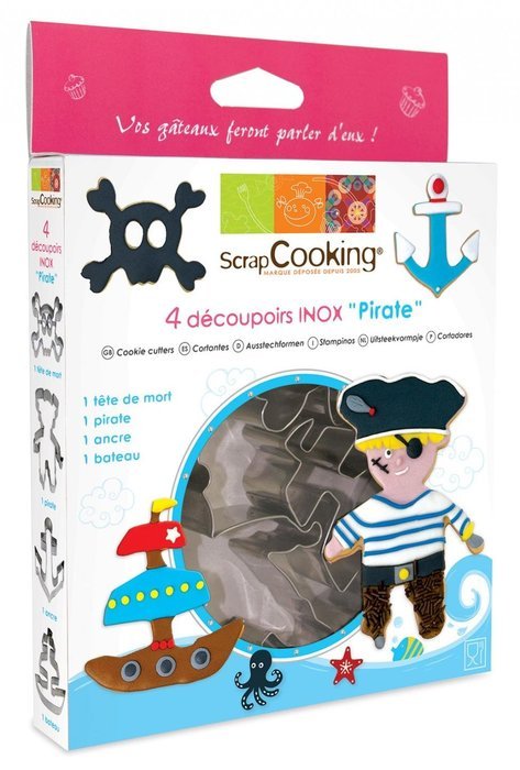 ScrapCooking Pirate Cutters, Stainless Steel, Box of 4