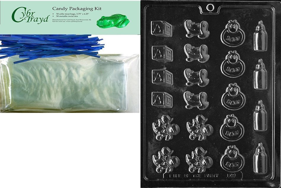 Cybrtrayd B049 Baby Deco's Chocolate Candy Mold with Exclusive Cybrtrayd Copyrighted Chocolate Molding Instructions