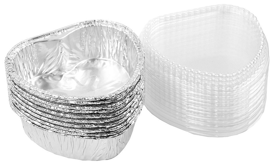 Aluminum Foil Cups Cordate 3-5/8" For Muffin Cupcake Baking Baking Cups With Lids 10 Sets N3