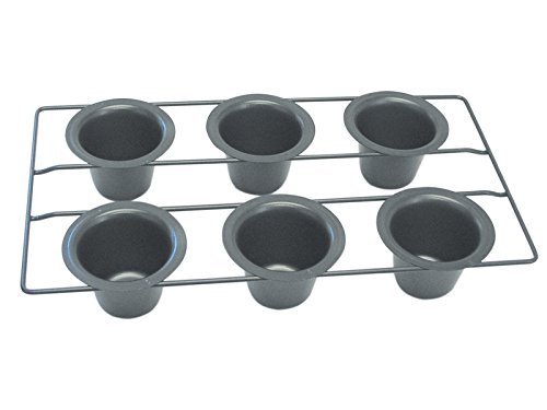 CybrTrayd R&M Non-Stick 6 Cup Popover Pan, Dark Grey