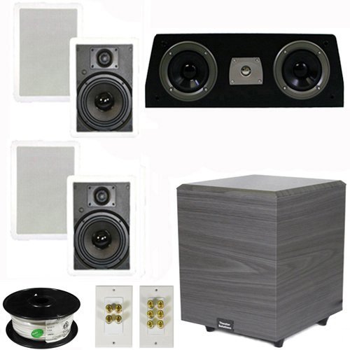 Theater Solutions 5.1 Home Theater 6.5" Speakers Set with Center 10" Powered Sub and More TS65WC51SET4