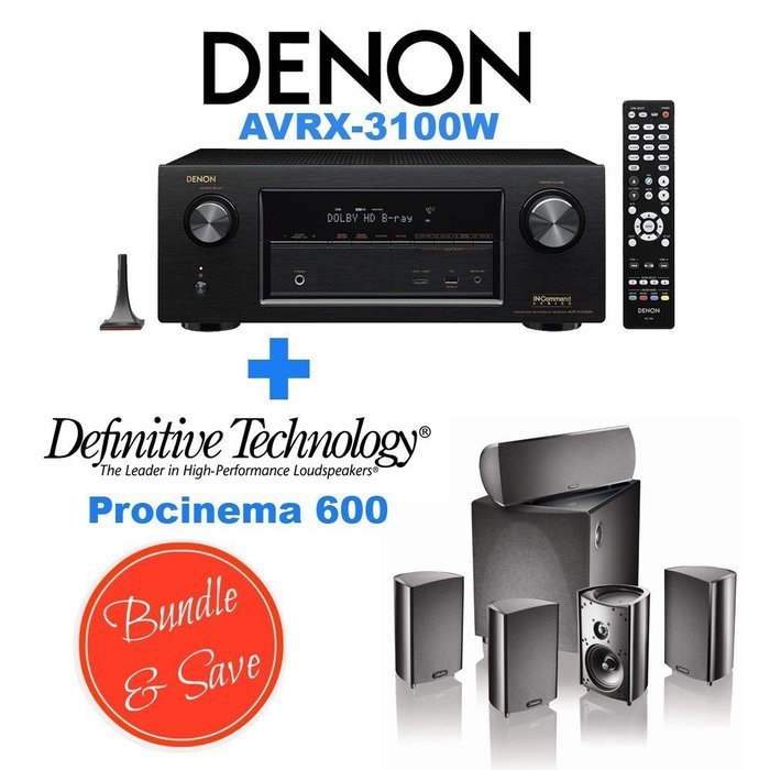 Denon AVR-X3100W 7.2 Channel Full 4K Ultra HD A/V Receiver with Bluetooth and Wi-Fi + Definitive Technology ProCinema...
