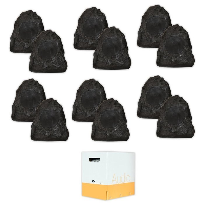 Acoustic Audio G4RS Granite Rock Speakers 6 Pair Pack and Wire Outdoor Weatherproof