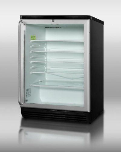 Summit SCR600BLSH 24" 5.5 cu. ft Compact Glass Door Commercially Approved Beverage Refrigerator with Factory Installed... N3