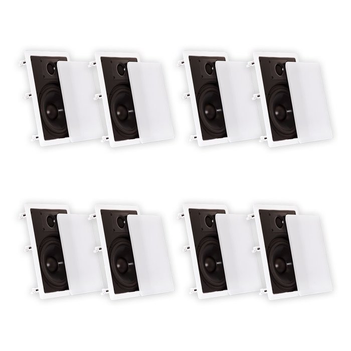 Theater Solutions CS8W In Wall 8" Speakers Surround Sound Home Theater 4 Pair Pack 4CS8W