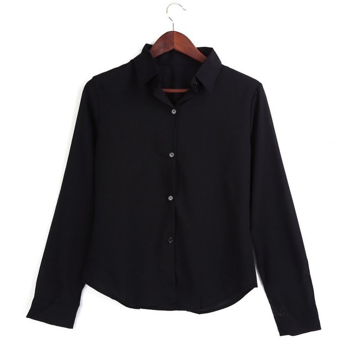 Oligex(TM) Loose Solid Color Long Sleeve Chiffon Women Blouse White Black Blue Women Chiffon Blouse V-neck Spring... N6