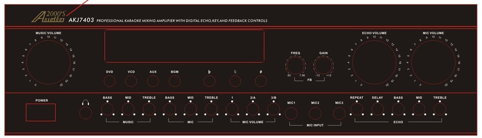 Audio2000's AKJ7403 1200 Watt Karaoke Mixing Amplifier with Digital Echo, Key and Feedback Control N2