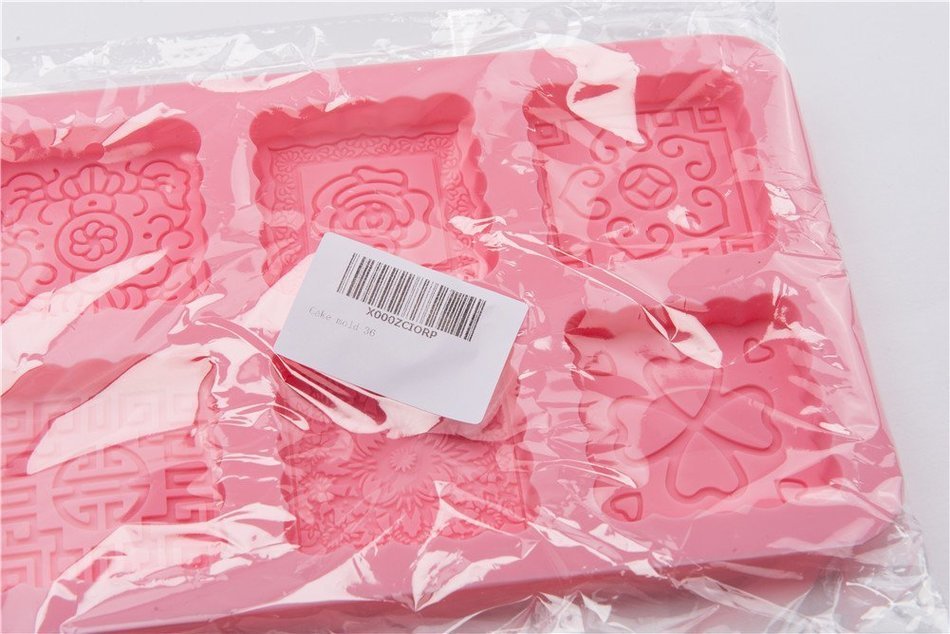 6 Cavity Square Cake Mooncake Mold Handmade DIY Baking Mould with Flower Print N5